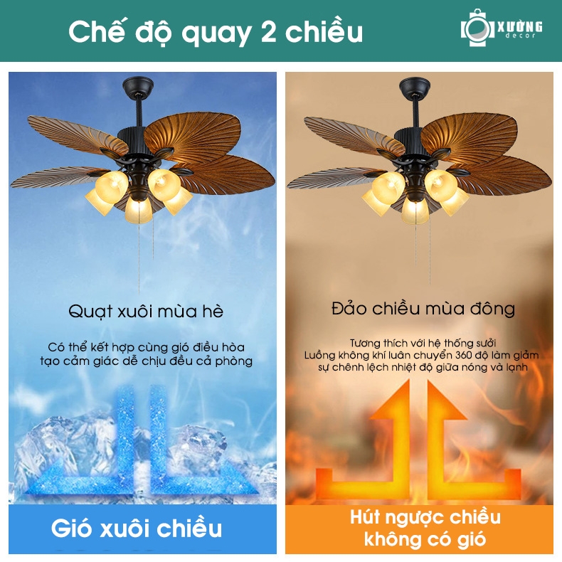 Quạt trần đèn cao cấp tân cổ điển XD2285