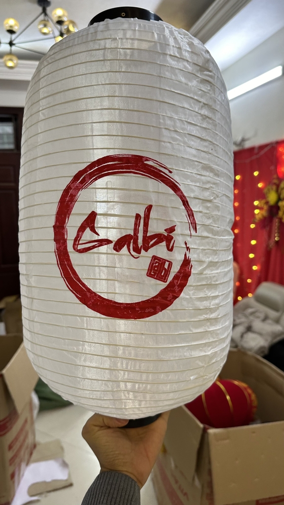 Đèn lồng Nhật bản trụ tròn vải lụa