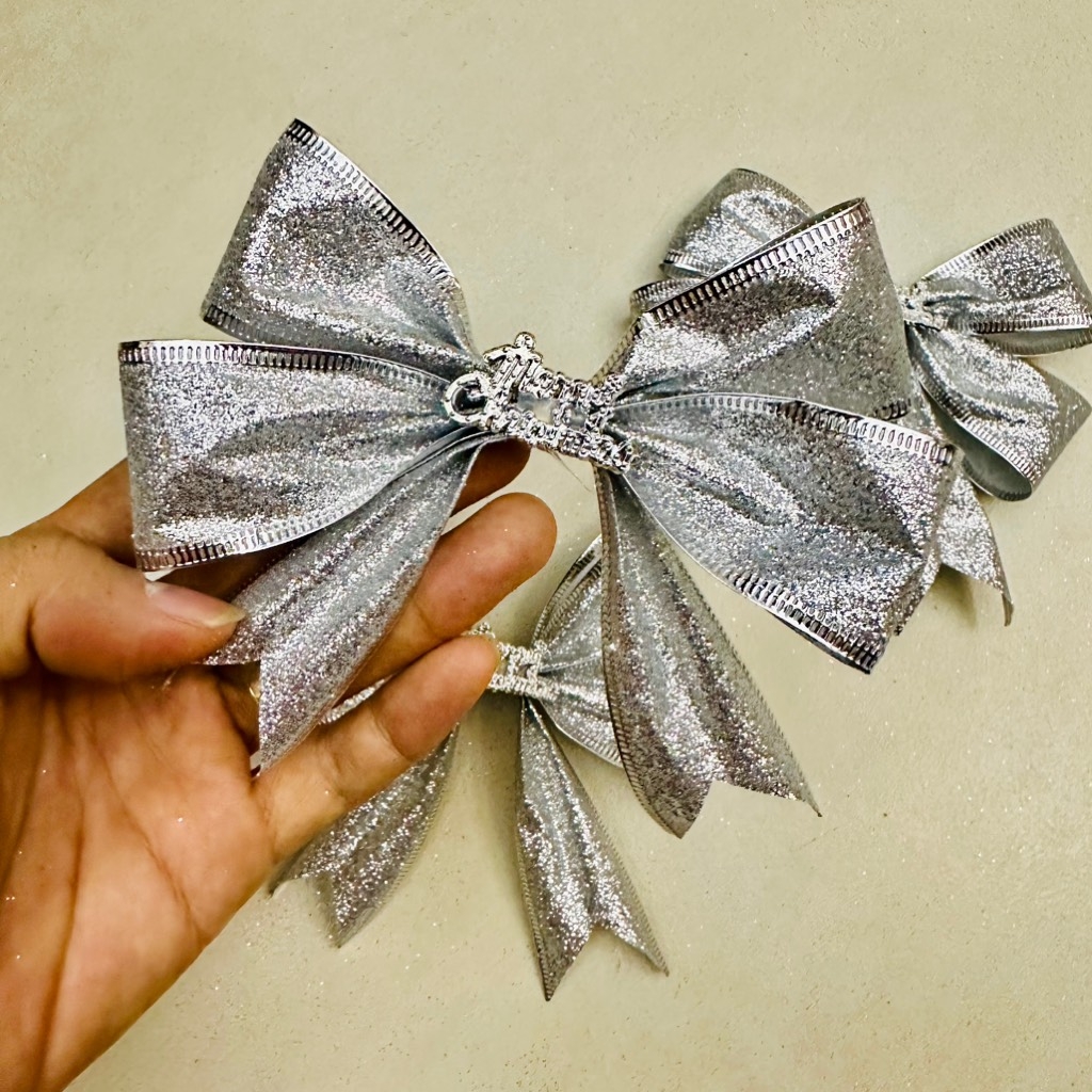 Nơ nhũ kim tuyến trang trí set 3 cái