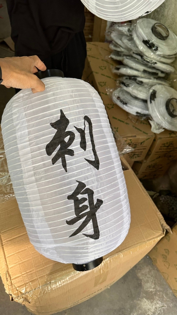 Đèn lồng Nhật bản trụ tròn vải lụa