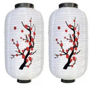 Đèn lồng Nhật bản trụ tròn vải lụa