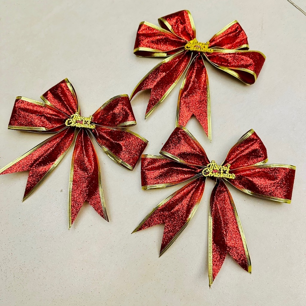 Nơ nhũ kim tuyến trang trí set 3 cái