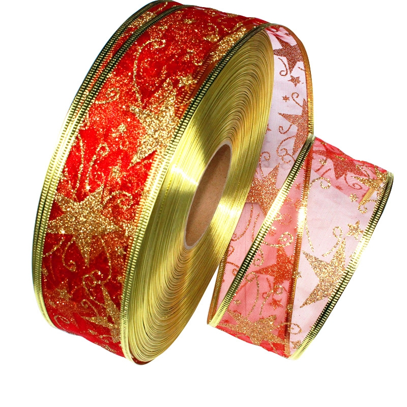 Ruy băng kim tuyến bản 5cm trang trí cây thông Noel dài 2m