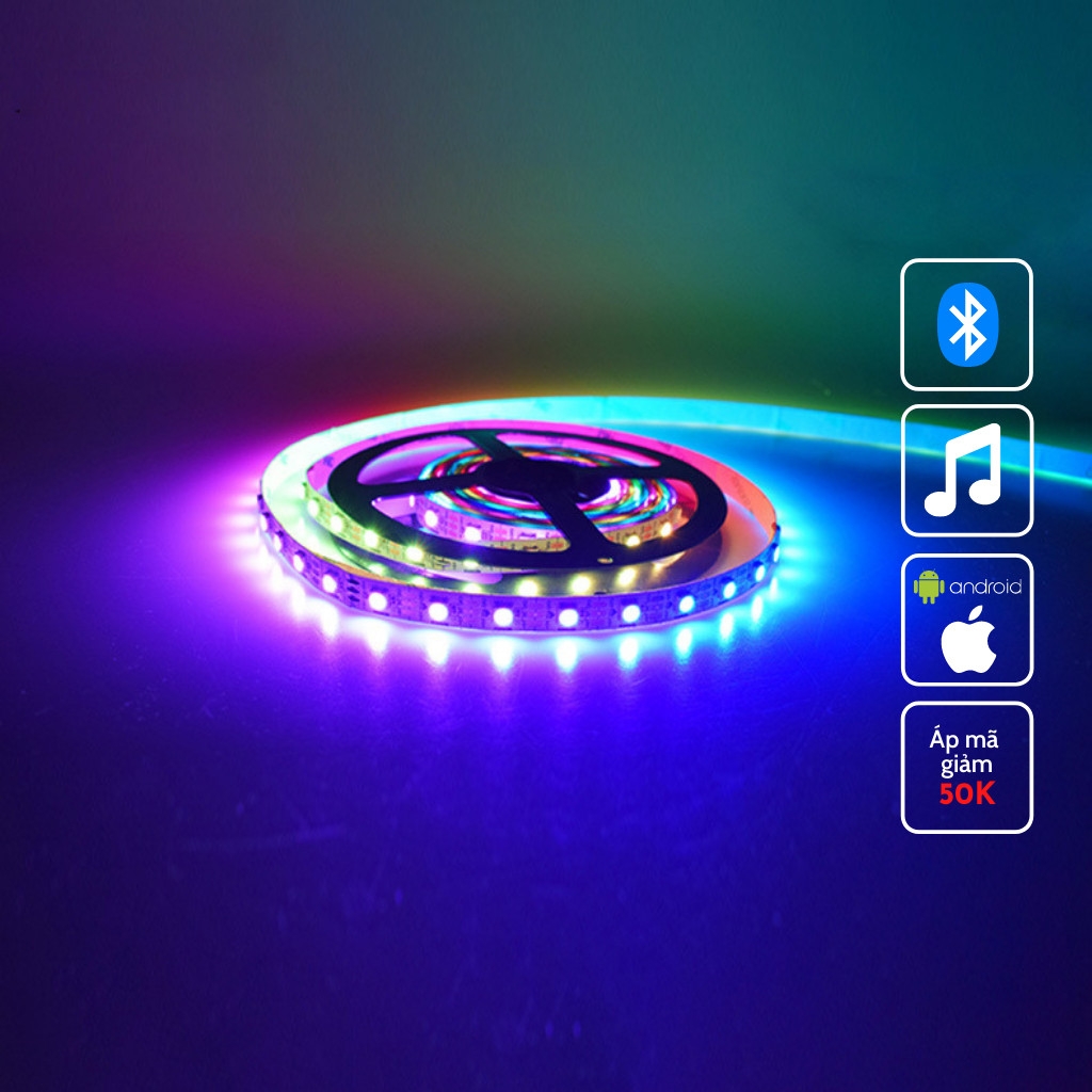 Cuộn Led ARGB nháy đuổi màu cảm biến nhạc dùng App