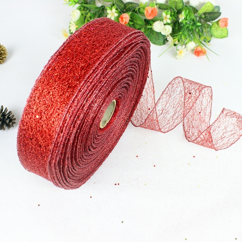 Ruy băng kim tuyến bản 5cm trang trí cây thông Noel dài 2m