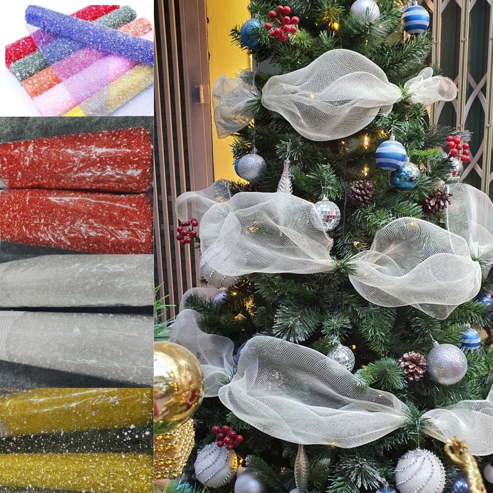Ruy băng kim tuyến bản 5cm trang trí cây thông Noel dài 2m
