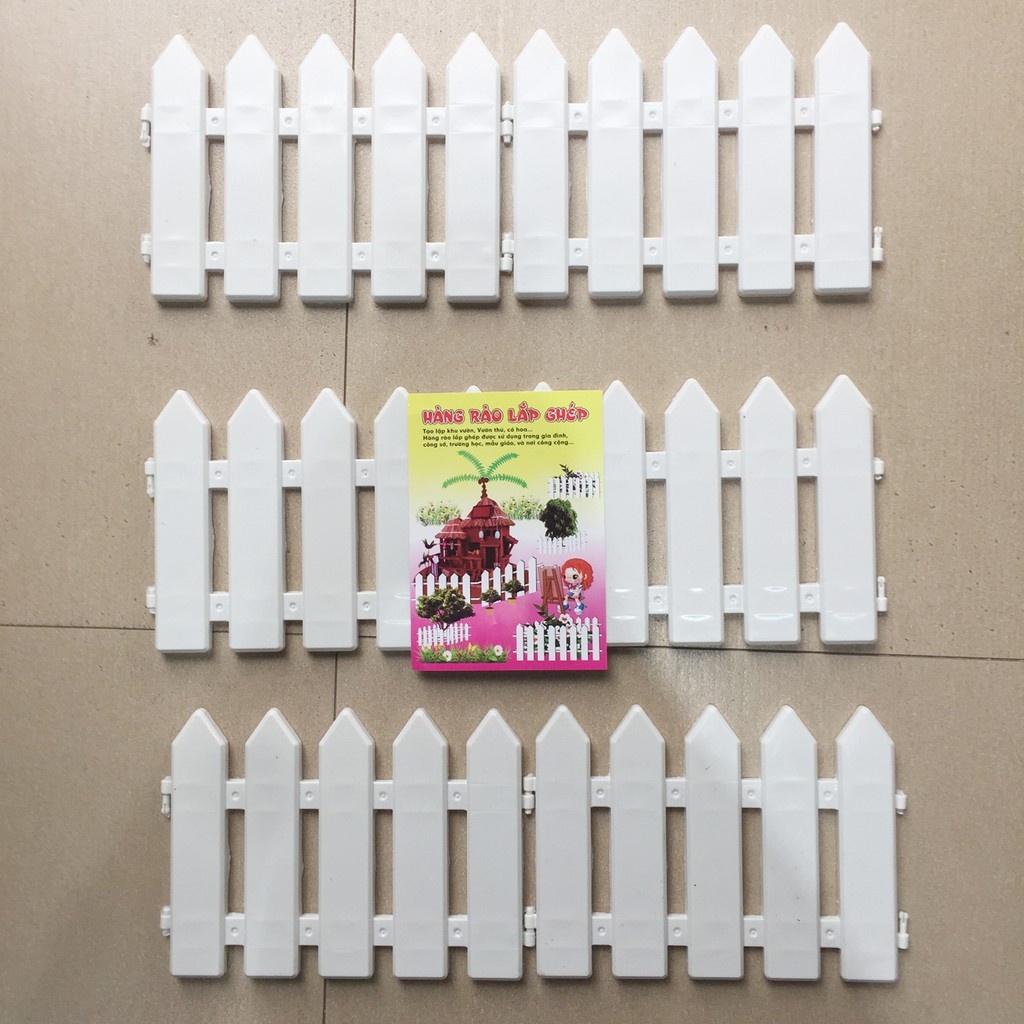Hàng rào nhựa cao 0,2 - 0,3m dài 1,6m trang trí, sân vườn cây thông màu trắng hàng đẹp giá rẻ