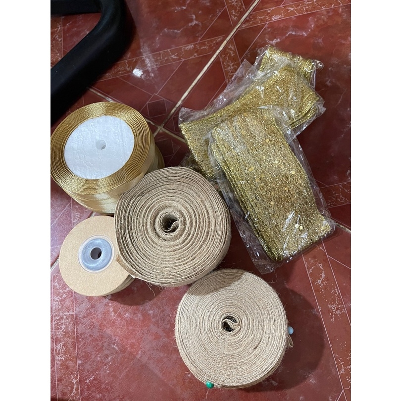 Ruy băng kim tuyến bản 5cm trang trí cây thông Noel dài 2m
