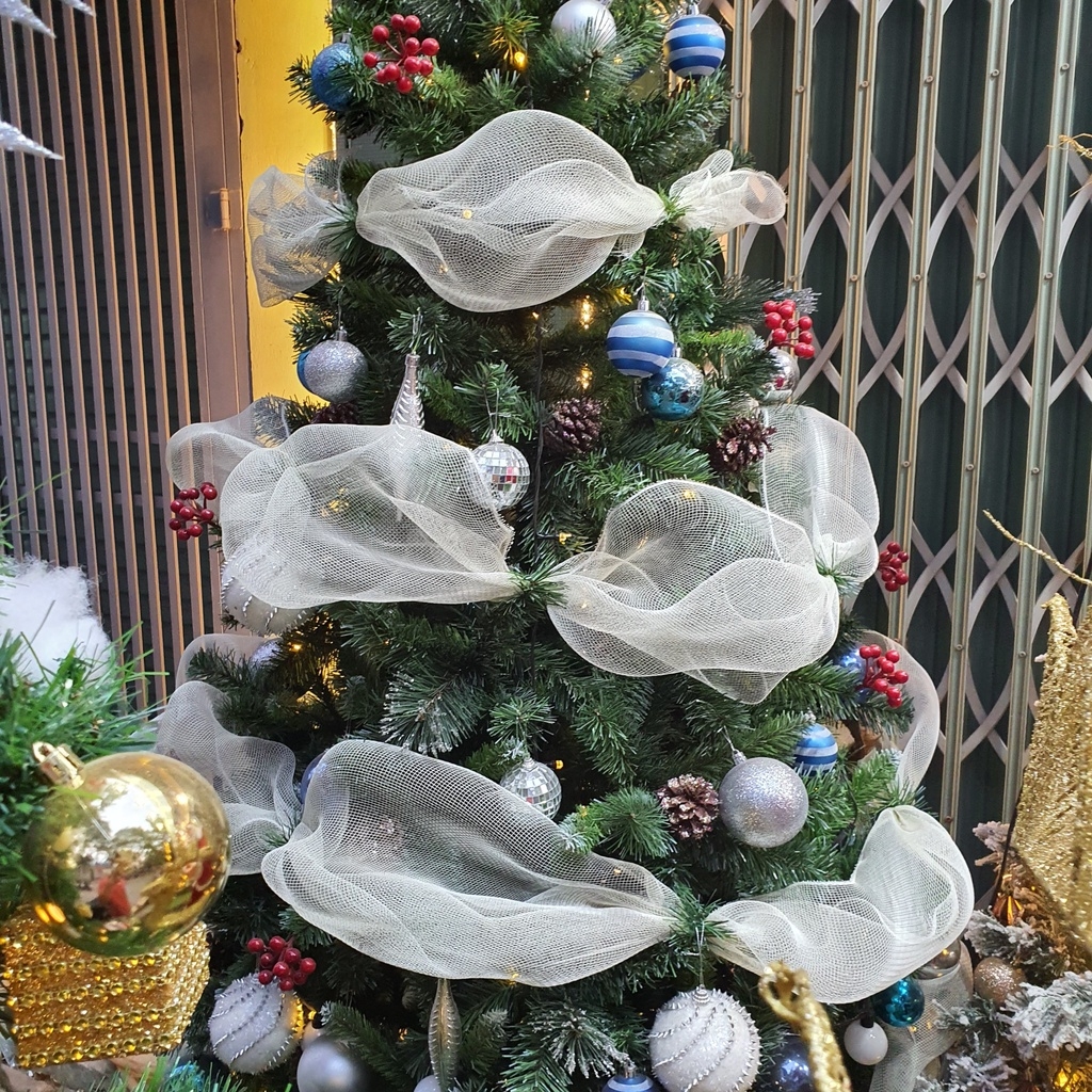 Ruy băng kim tuyến bản 5cm trang trí cây thông Noel dài 2m