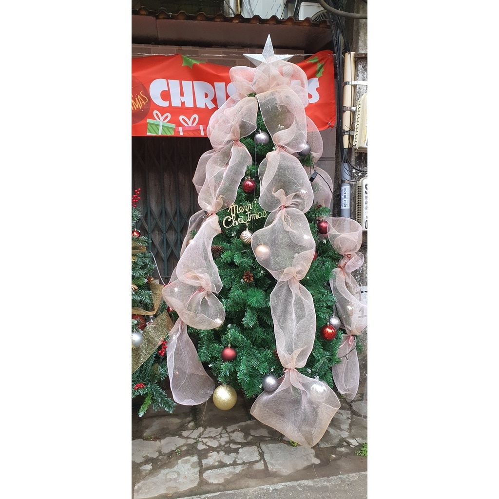Ruy băng kim tuyến bản 5cm trang trí cây thông Noel dài 2m