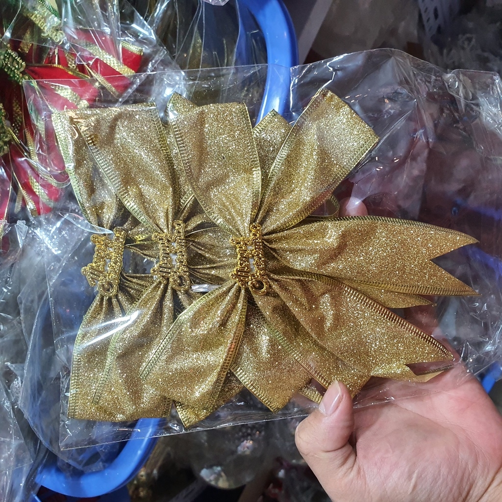 Nơ nhũ kim tuyến trang trí set 3 cái