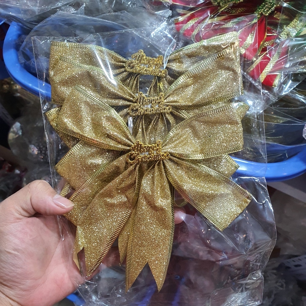 Nơ nhũ kim tuyến trang trí set 3 cái