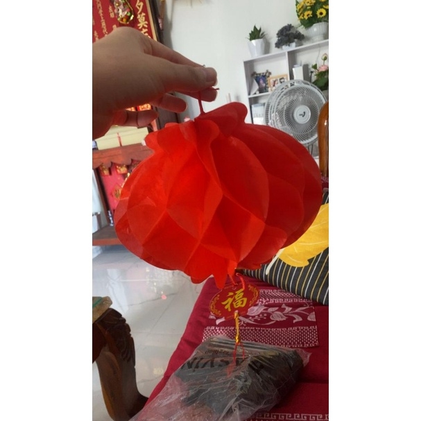 Set 10 Đèn lồng đỏ trang trí tết Tết nilon xếp Hàng thường ( mỏng)