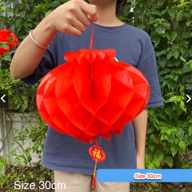 Set 10 Đèn lồng đỏ trang trí tết Tết nilon xếp Hàng thường ( mỏng)