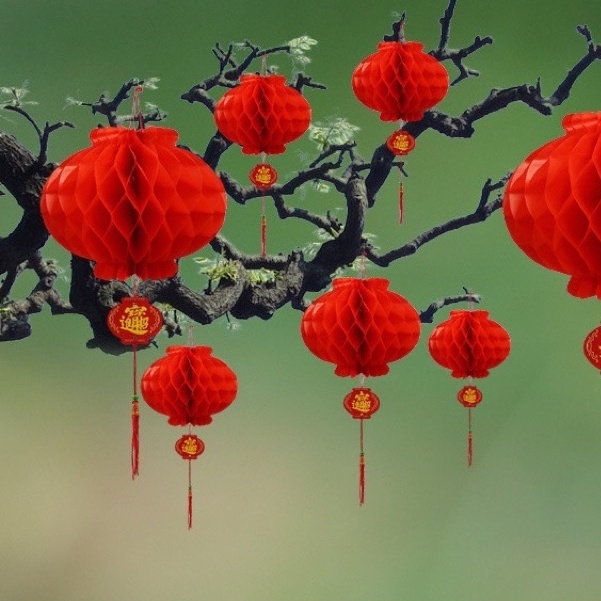 Set 10 Đèn lồng đỏ trang trí tết Tết nilon xếp Hàng thường ( mỏng)