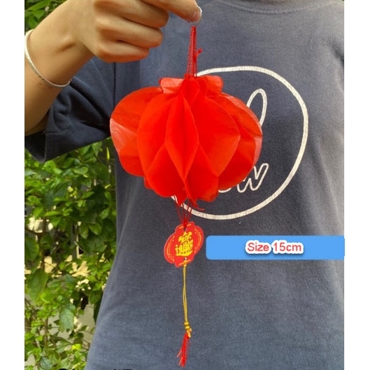 Set 10 Đèn lồng đỏ trang trí tết Tết nilon xếp Hàng thường ( mỏng)