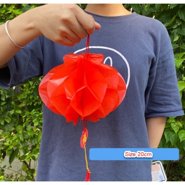 Set 10 Đèn lồng đỏ trang trí tết Tết nilon xếp Hàng thường ( mỏng)
