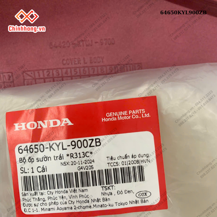 Bộ ốp sườn trái *R313C*-BỘ NHỰA FUTURE Neo FI 2008- màu ĐỎ