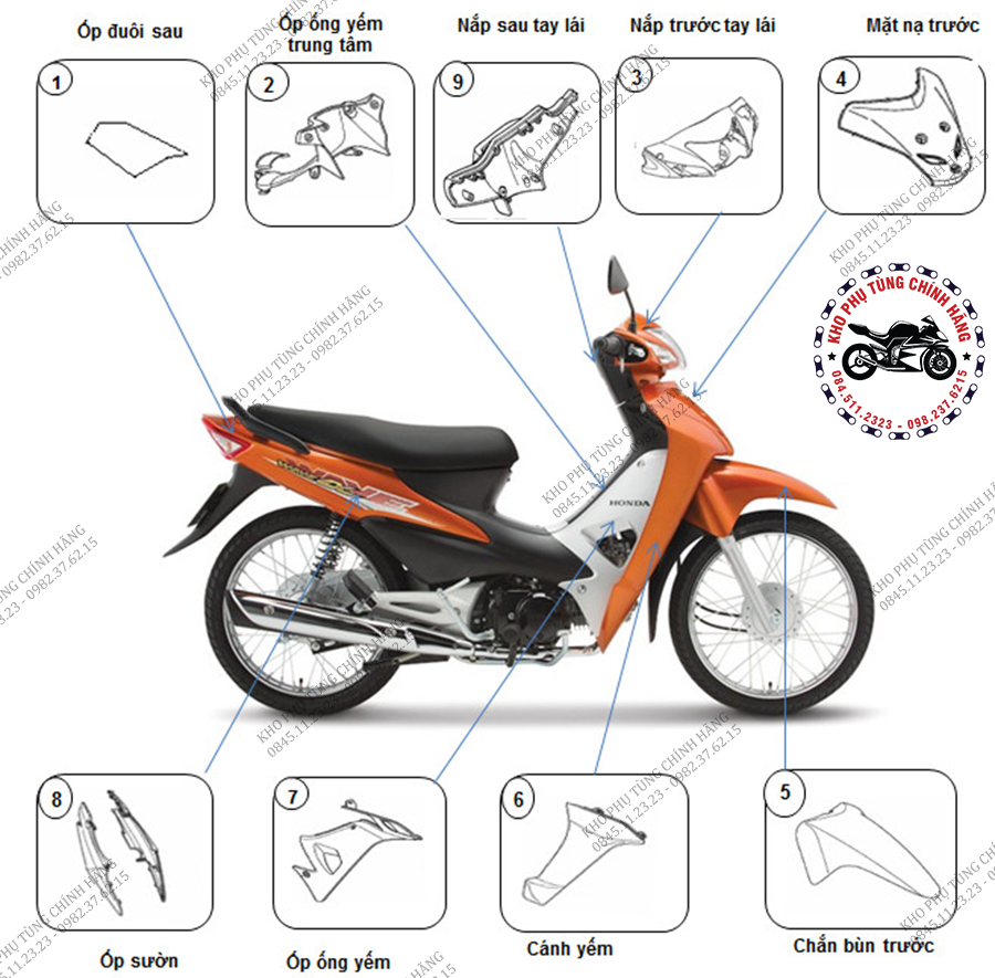 Bộ dàn áo Honda Wave 125i đời 20142017 màu đỏ  100C Parts  phụ tùng 100c