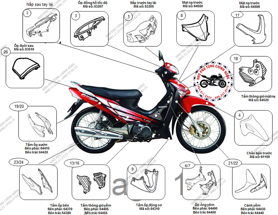 Bộ nhựa dàn áo Future Neo - (2005-2007). Có 6 màu: Bạc- Xanh lá- Xanh ...