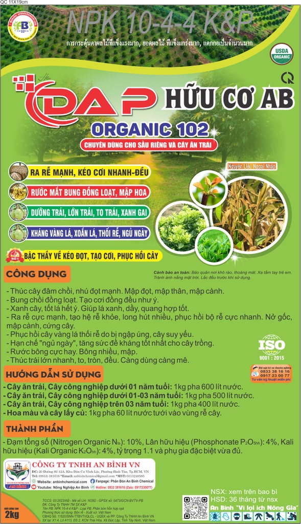 DAP HỮU CƠ AB ORGANIC 102