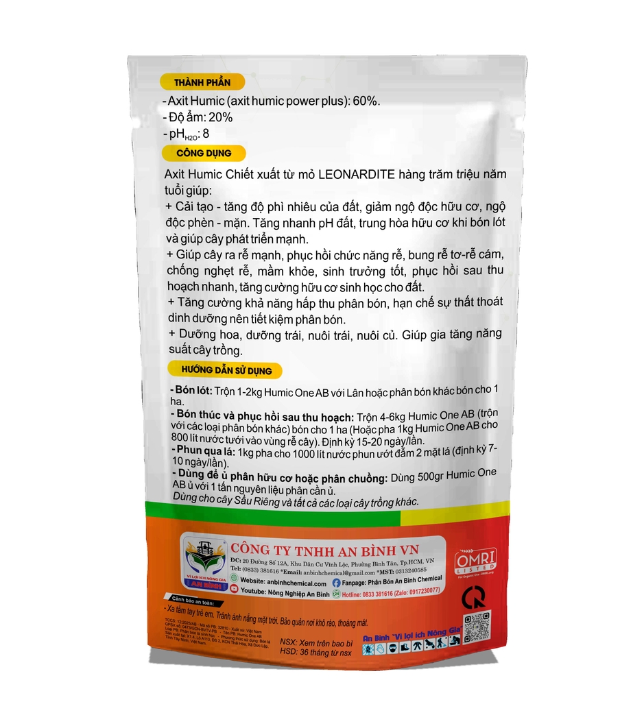 Humic 60% phân bón hữu cơ cải tạo đất tăng năng suất