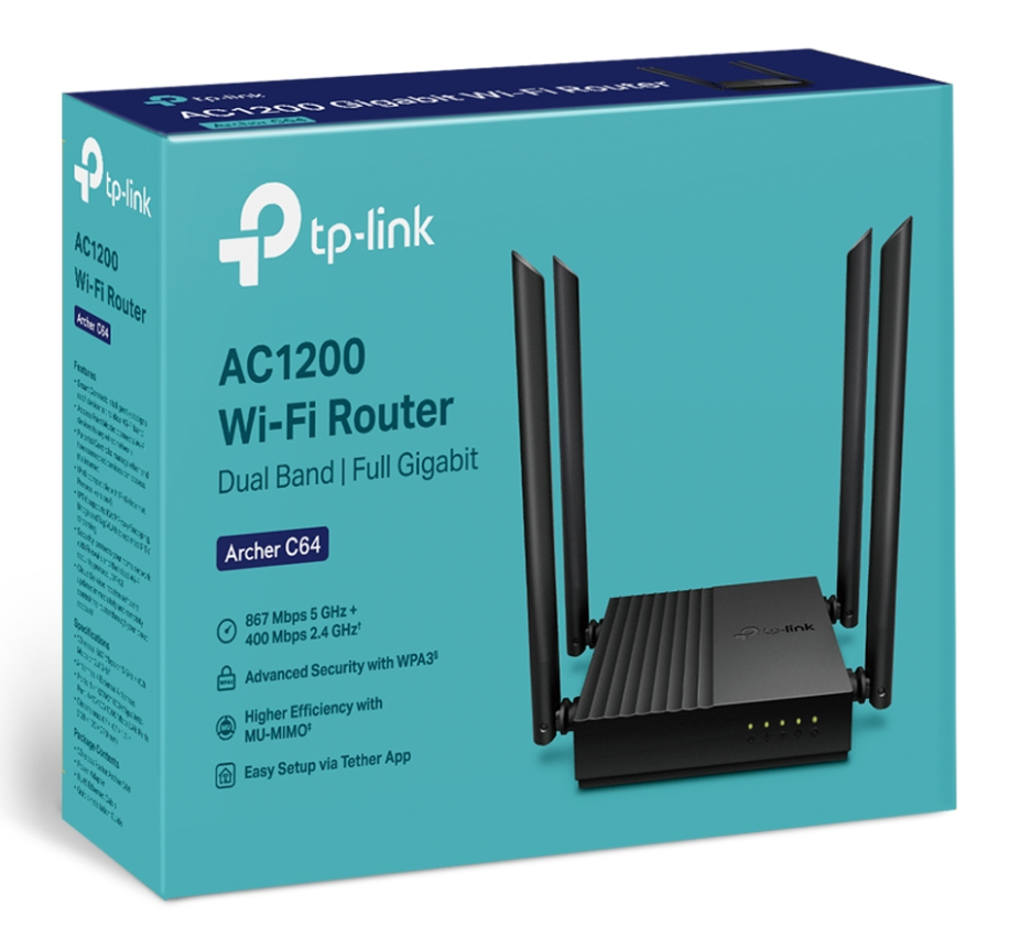 Bộ định tuyến TP-LINK, 2,4GHz/5GHz_Archer C64 --> phát wifi; 24T
