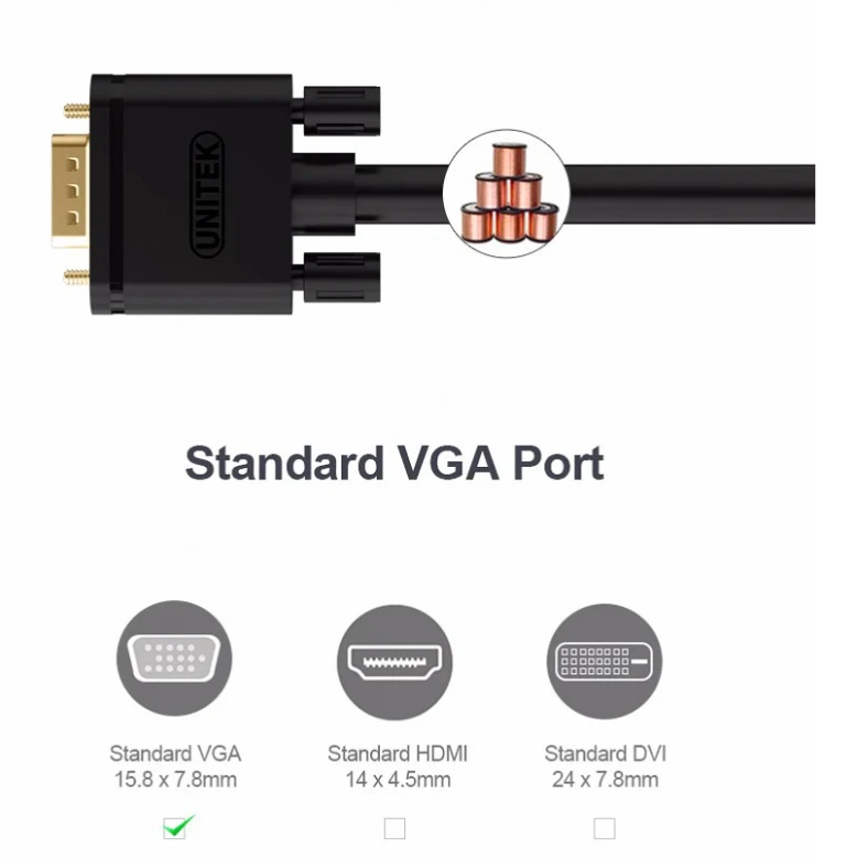 Cable VGA Unitek 10M xịn YC 506G (-)