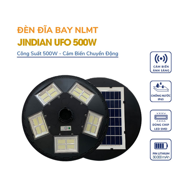 Đèn năng lượng mặt trời UFO - công suất 500W; 24T (Lấy VAT +10%)