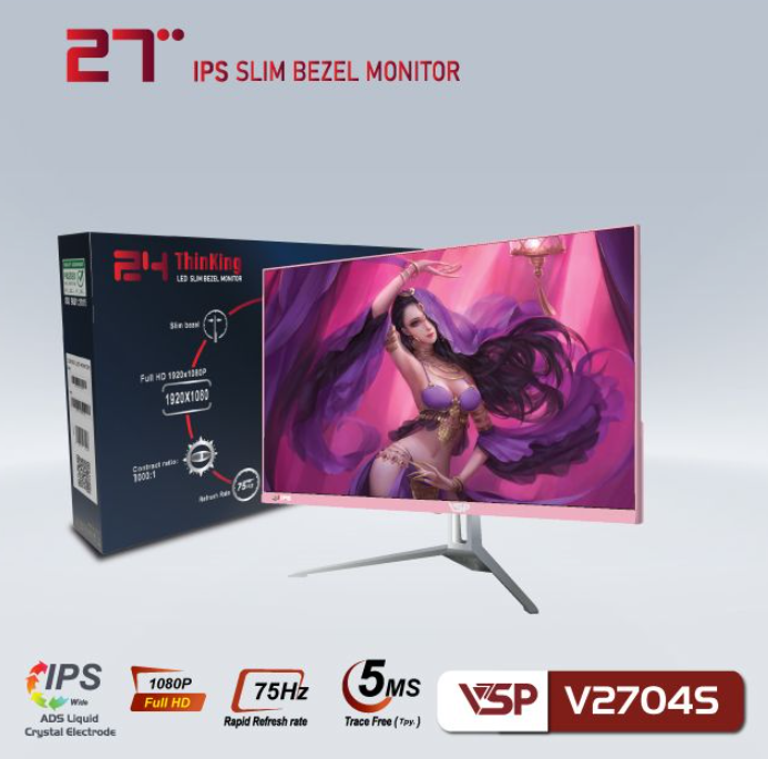 Màn hình VSP V2704S Hồng (27 INCH/FHD/IPS/75HZ/5MS/VGA,HDMI); 24