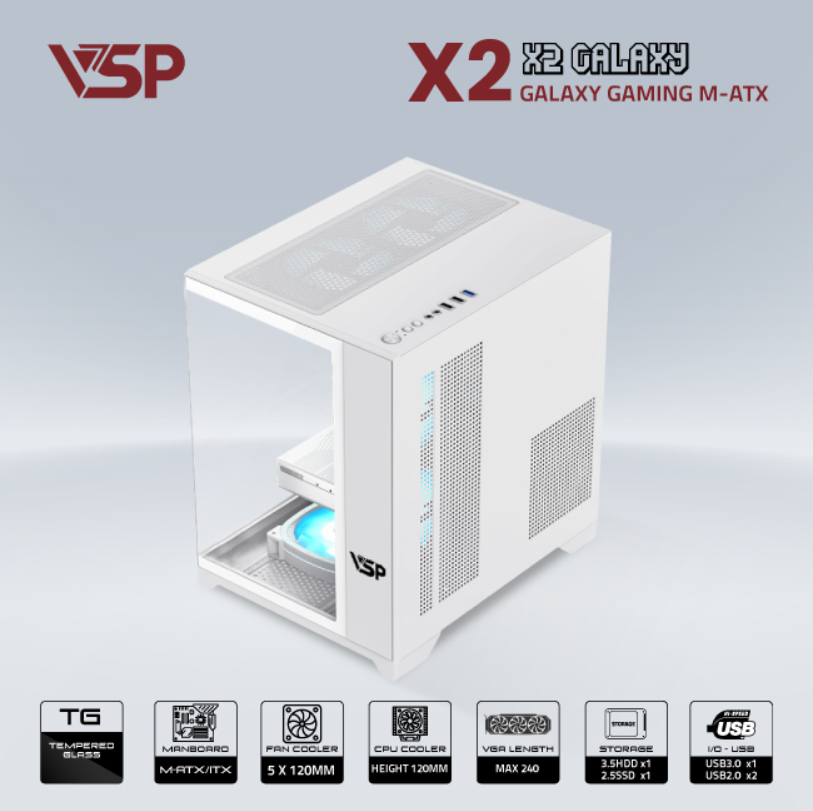 Vỏ case VSP X2 GALAXY White ( 345x270x375)mm; 12T