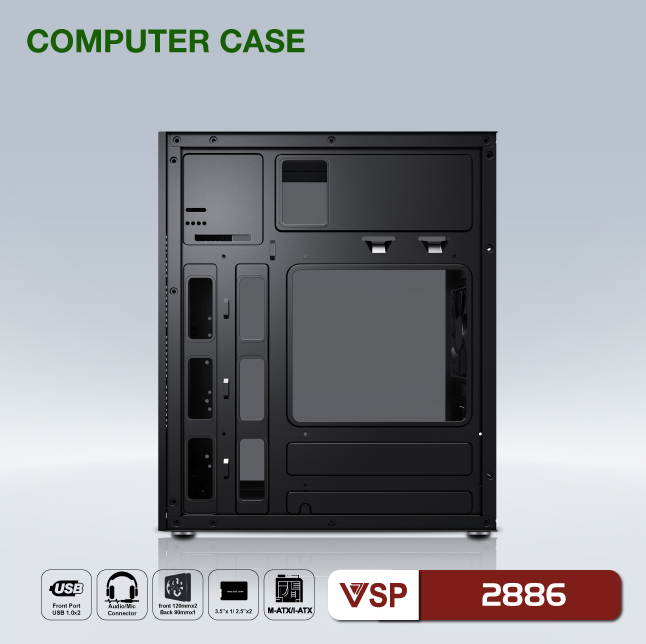 Vỏ Case máy tính sơn tỉnh điện VSP 2886 (385x204x412)mm