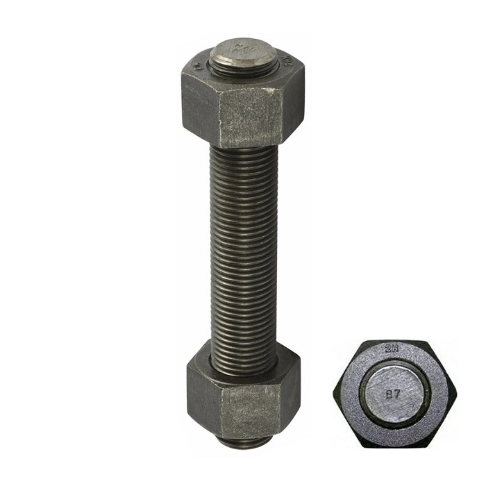 Ty ren (Stud bolt) ASTM A193 B7 đen mộc, size: 1-3/4''