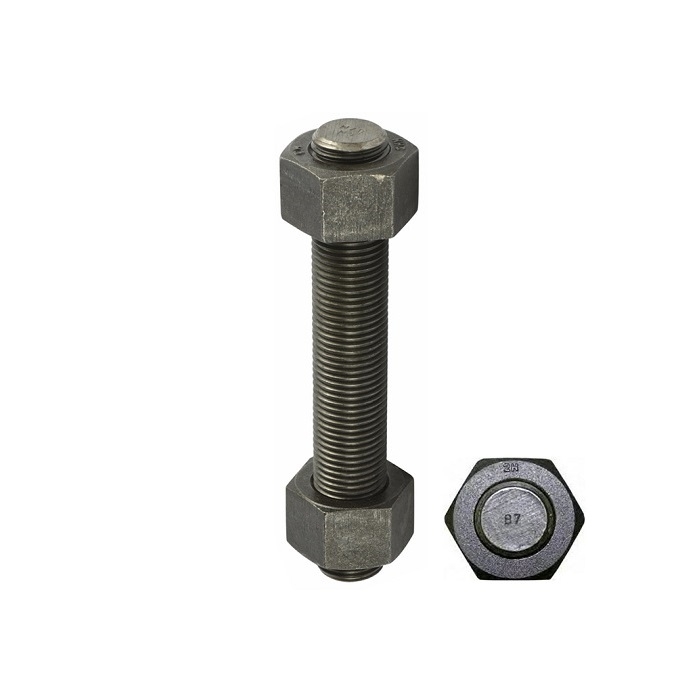 Ty ren (Stud bolt) ASTM A193 B7 đen mộc, size: 1-1/4''