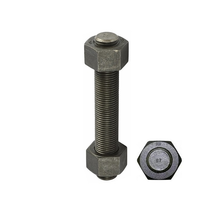 Ty ren (Stud bolt) ASTM A193 B7 đen mộc, size: 1-3/8''