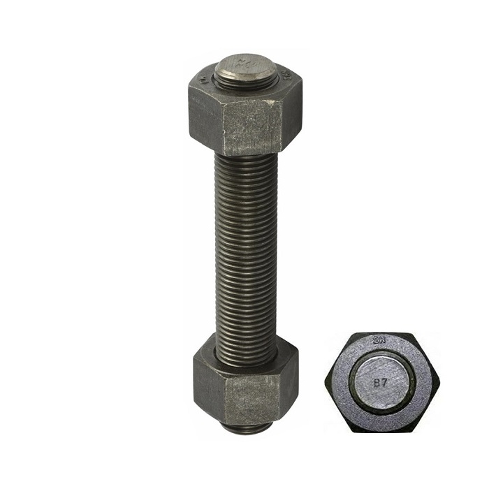 Ty ren (Stud bolt) ASTM A193 B7 đen mộc, size: 1-1/2''