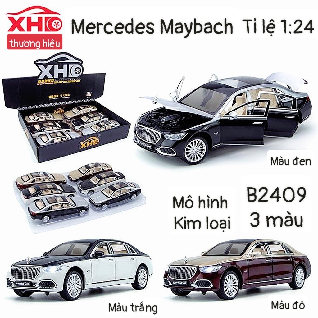 Mô hình xe MAYBACH AMG S600 siêu xe hãng chezhi tỉ lệ 124 mở được cửa có  đèn và âm thanh giả lập