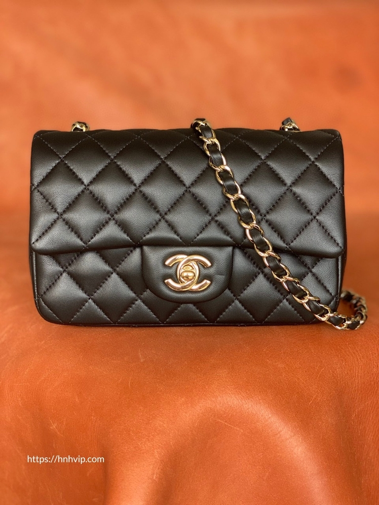 Chanel MINI FLAP BAG Lambskin & Gold-Tone Metal Black | Hàng hiệu 1:1 HVip