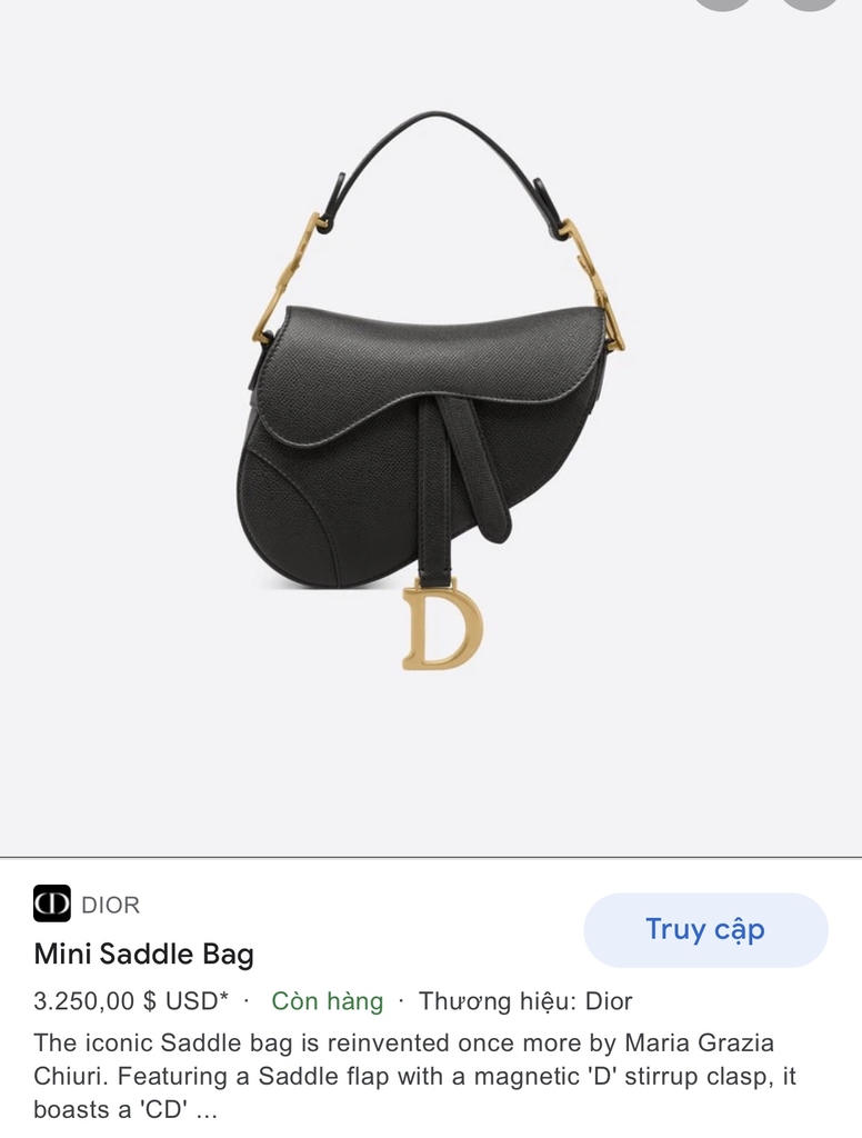 Túi Dior Mini Saddle Bag với thiết kế thời thượng, đa dạng về màu sắc và chất liệu. Sản phẩm là sự lựa chọn hoàn hảo cho những cô nàng công sở hay những buổi hẹn hò cùng bạn bè. Hãy tham khảo để tìm kiếm cho mình một chiếc túi xinh đẹp nhất.