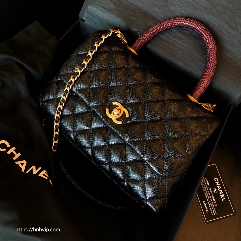 CHANEL Coco Extra Mini Top Handle Iridescent Caviar Leather Crossbody