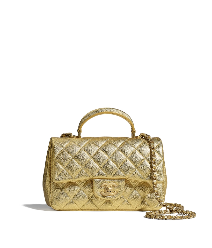 Mini Flap Bag metallic crocodile embossed calfskin  gold metal gold   CHANEL  Flap bag Gold chanel Bags