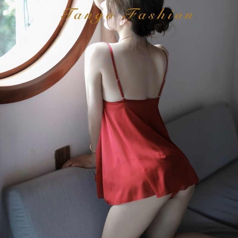 Váy ngủ lụa phối ren Sexy Sleepwear VNN0082