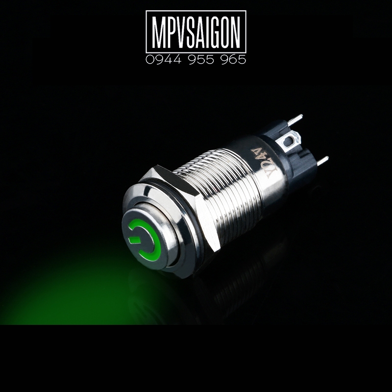 Công tắc 16mm LED nguồn đầu lồi 12V 24V