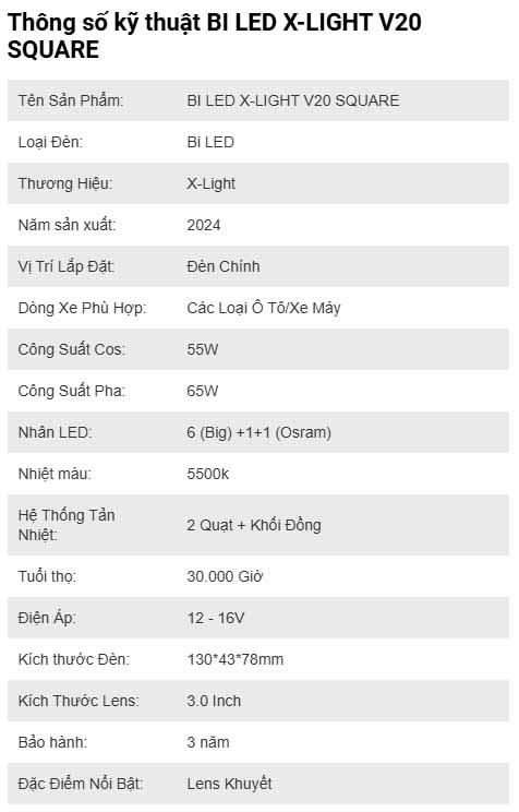 BI LED X-LIGHT V20 SQUARE