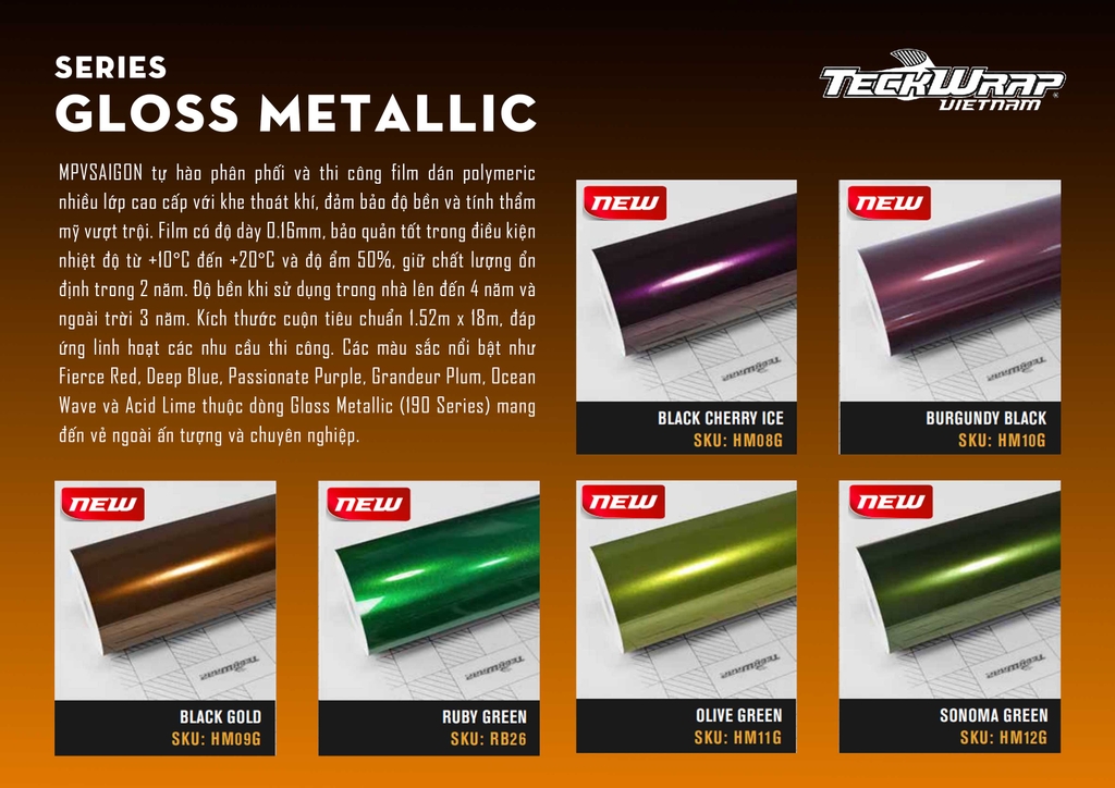 BẢNG MÀU WRAP XE TECKWRAP MỸ TẠI MPVSAIGON