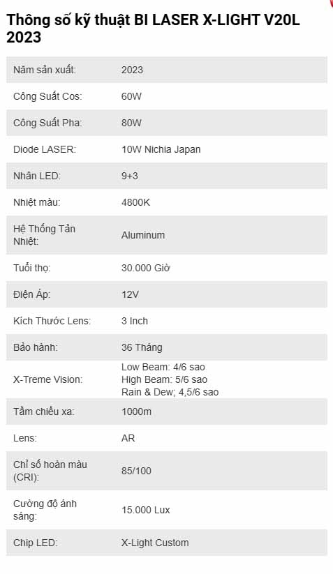 BI LASER X-LIGHT V20L 2023