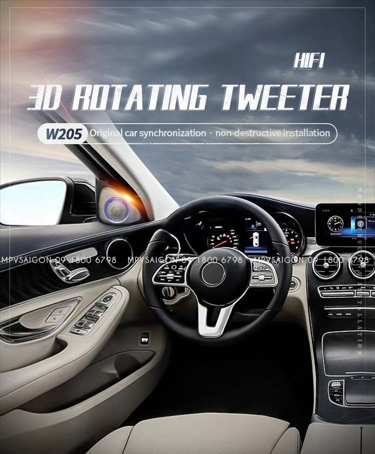 Loa Xoay 3D Burmester Led 64 Màu Cột A cho xe Mercedes-Benz C-Class, GLC-Class, E-Class, S-Class