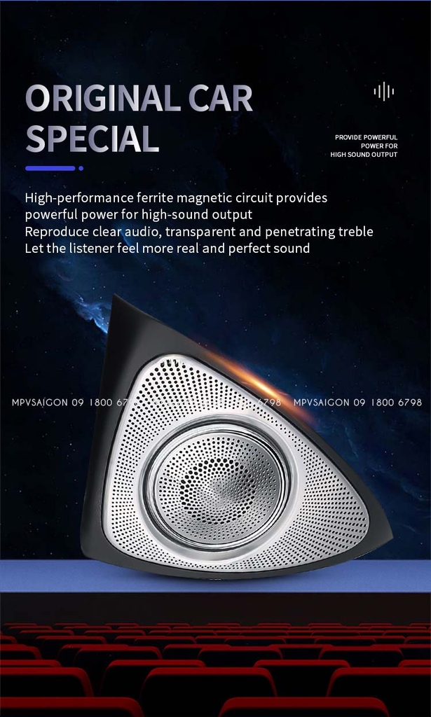 Loa Xoay 3D Burmester Led 64 Màu Cột A cho xe Mercedes-Benz C-Class, GLC-Class, E-Class, S-Class