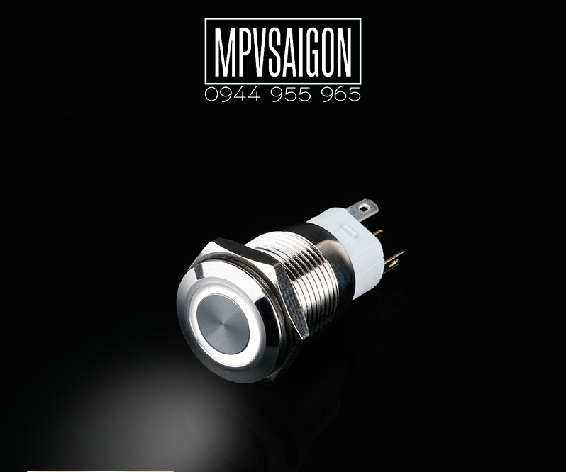 Công tắc kim loại16mm LED tròn nhấn nhả/ reset 12V~24V