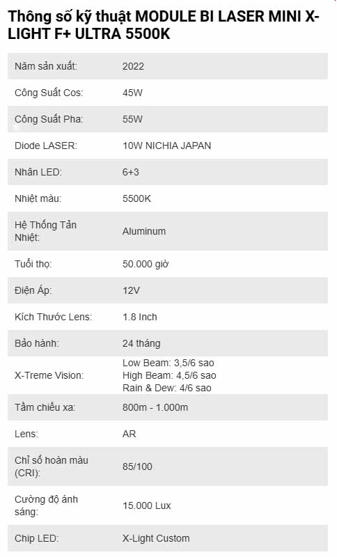 MODULE BI LASER MINI X-LIGHT F+ ULTRA 5500K